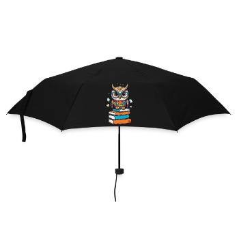 Books Owl Owls Lover Cute Book Illustration - Umbrella (small) - black - Front