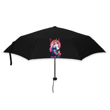 Kitsune Samurai Fox Esthétique Style Vaporwave - Parapluie standard - noir - Devant