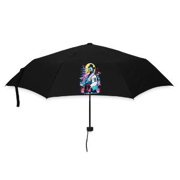 Samurai Ente In Aesthetic Vaporwave Stil - Regenschirm (klein) - Schwarz - Vorne