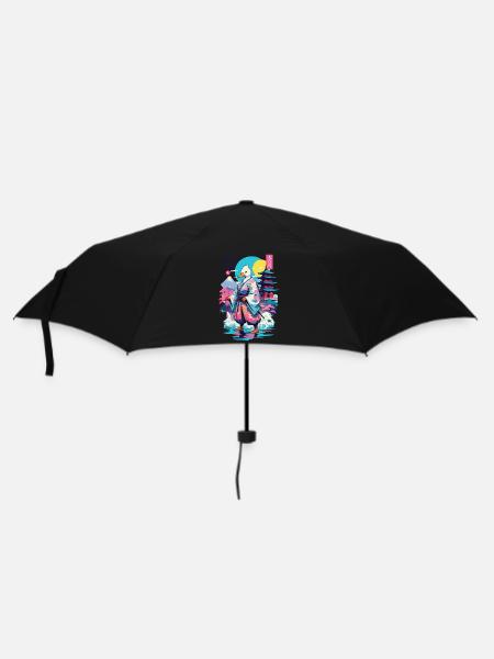 Samurai Ente Aesthetic Vaporwave Stil Japanisches - Regenschirm (klein) - Schwarz