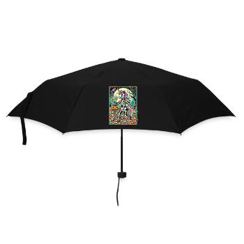 Funny Unicorn Skeleton Loves Candy - Umbrella (small) - black - Front