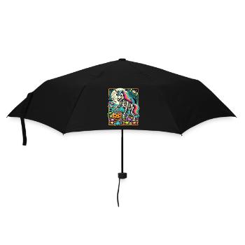 Funny Unicorn Skeleton Loves Candy - Umbrella (small) - black - Front
