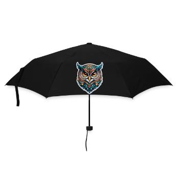 Eule Neo Traditional - Regenschirm (klein) - Schwarz - Vorne