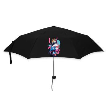 Tiger Yokai Vaporwave Aesthetic Samurai Design - Umbrella (small) - black - Front