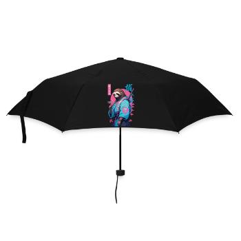 Samurai Faultier Aesthetic Vaporwave Stil - Regenschirm (klein) - Schwarz - Vorne