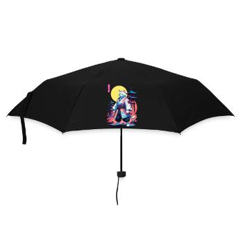 Conception esthétique Samurai Cat Vaporwave - Parapluie standard - noir - Devant