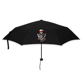 Piratenflaggen Skull Jolly Roger Pirat Kostüm - Regenschirm (klein) - Schwarz - Vorne
