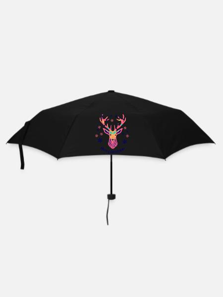 Buntes Geweih - Regenschirm (klein) - Schwarz