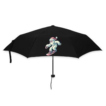 Snowboard Yéti au chapeau de Père Noël - Parapluie standard - noir - Devant