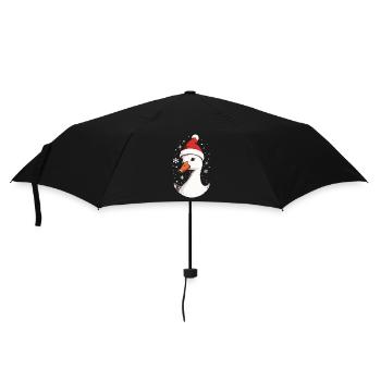 Canard de Noël avec chapeau de Noël - Parapluie standard - noir - Devant