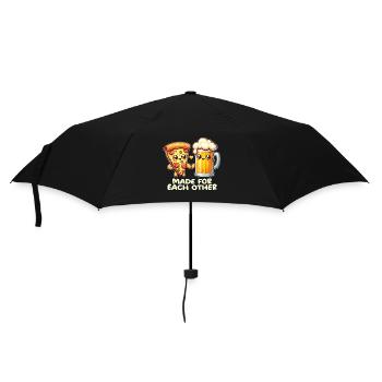 Pizza und Bier - Regenschirm (klein) - Schwarz - Vorne