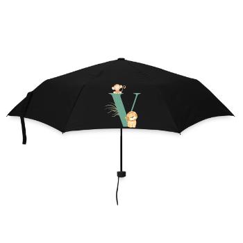 Lettre v vert animaux jungle - Parapluie standard - noir - Devant