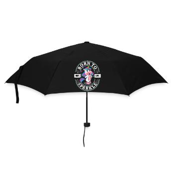 Geboren zu Funkeln - Süsses Einhorn - Glitzer - Regenschirm (klein) - Schwarz - Vorne