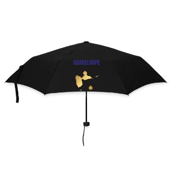 Guadeloupe Westindische Inseln T-Shirt mit goldener Karte - Regenschirm (klein) - Schwarz - Vorne
