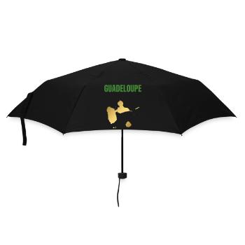 Guadeloupe Westindische Inseln T-Shirt mit goldener Karte - Regenschirm (klein) - Schwarz - Vorne