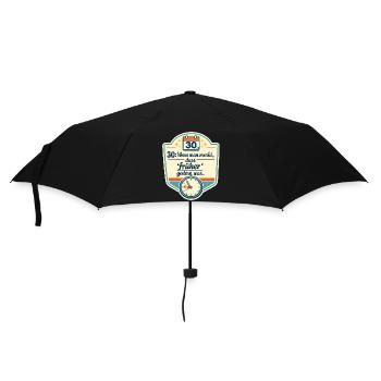 Dreißig und Retro Uhr Spruch - Regenschirm (klein) - Schwarz - Vorne