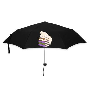 Schlafender Halloween Geist mit Büchern - Regenschirm (klein) - Schwarz - Vorne