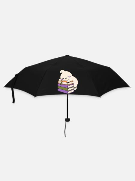 Schlafender Halloween Geist mit Büchern - Regenschirm (klein) - Schwarz