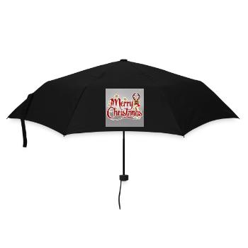 Merry Christmas Reindeer Glitter Script - Umbrella (small) - black - Front