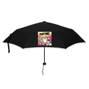 Comic Dogs - Playtime - Regenschirm (klein) - Schwarz - Vorne