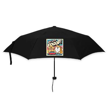 Comic Dogs - We Love Food - Regenschirm (klein) - Schwarz - Vorne