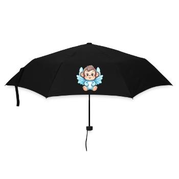 affe schimpanse engel flügel süß kawaii - Regenschirm (klein) - Schwarz - Vorne