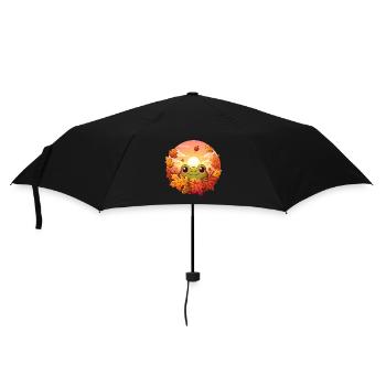 Autumn Melody: Frog, Colorful Leaves & Rounder - Umbrella (small) - black - Front