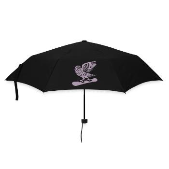 Eule Snowboard Snowboarder Minimalistisches Design - Regenschirm (klein) - Schwarz - Vorne