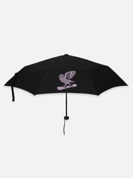 Eule Snowboard Snowboarder Minimalistisches Design - Regenschirm (klein) - Schwarz