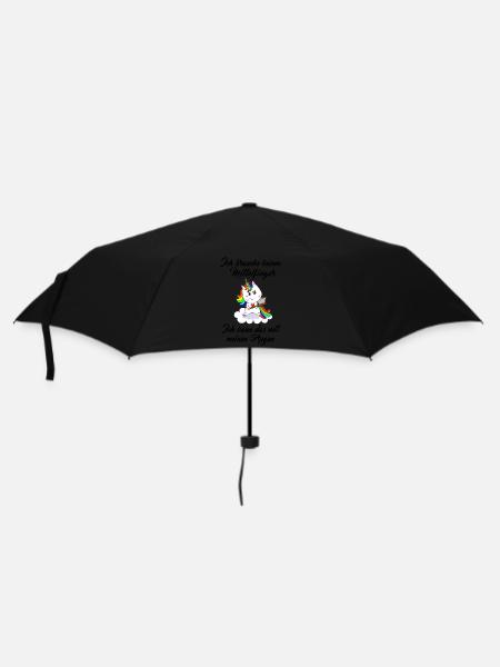 Einhorn , ich brauche keinen Mittelfinger...Spruch - Regenschirm (klein) - Schwarz
