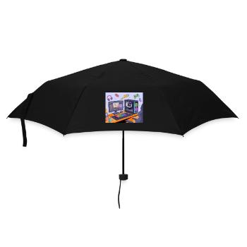 Retro Gaming Desk Neon RGB - Umbrella (small) - black - Front