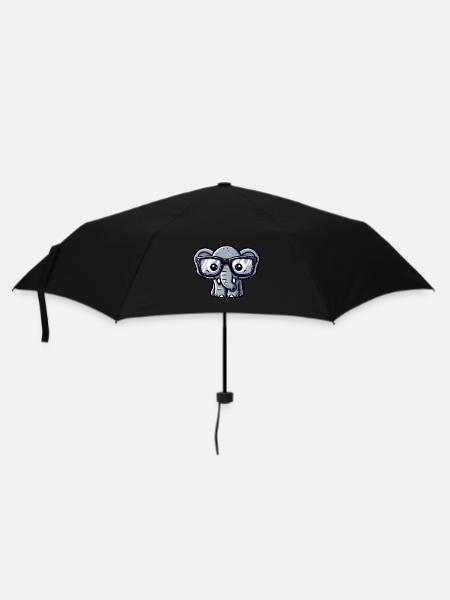 Nerd-Elefant mit Brille - Regenschirm (klein) - Schwarz