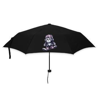 Affe Gorilla Schimpanse Skiurlaub Skifahrer Design - Regenschirm (klein) - Schwarz - Vorne