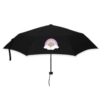 Regenbogen Schwein Pastell Farben Wolken Geschenk - Regenschirm (klein) - Schwarz - Vorne