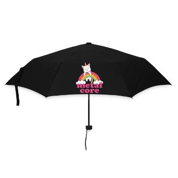 Metalcore Einhorn Katze Regenbogen Metalhead - Regenschirm (klein) - Schwarz - Vorne