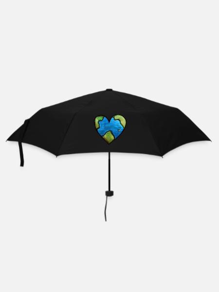 Erde - Regenschirm (klein) - Schwarz