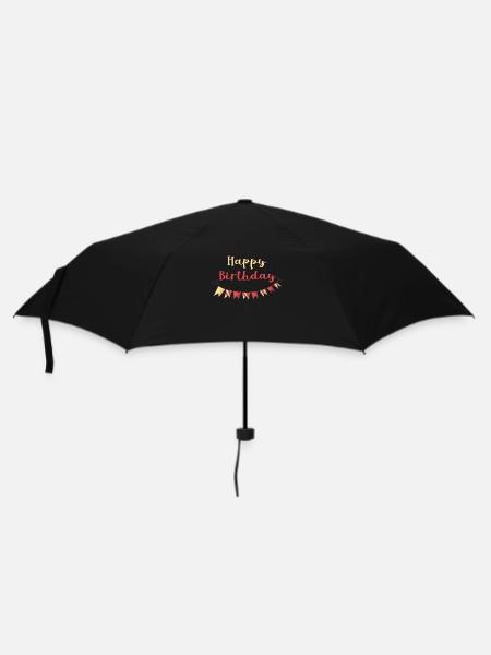 Happy Birthday - Regenschirm (klein) - Schwarz