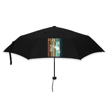 Parkour Retro - Regenschirm (klein) - Schwarz - Vorne