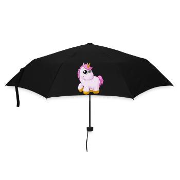 Licorne de dessin animé rose - Parapluie standard - noir - Devant