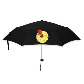 Sonnenporträt mit Blumen - Regenschirm (klein) - Schwarz - Vorne