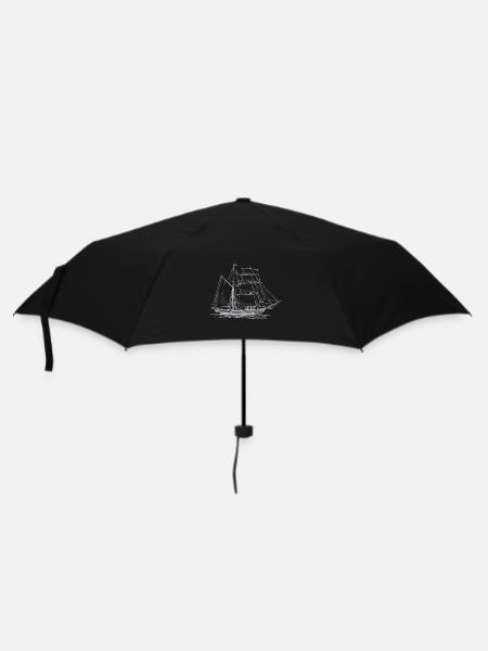 Segel T-Shirt Segelboot mit gezeichnetem Schiff - Regenschirm (klein) - Schwarz