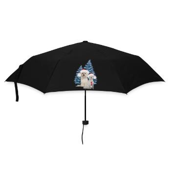 Christmas cute dog with squirrel - Umbrella (small) - black - Front