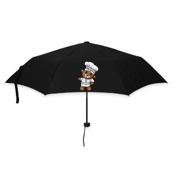 Teddy Comic Zeichnung in Retro Vintage 80er 90er - Regenschirm (klein) - Schwarz - Vorne