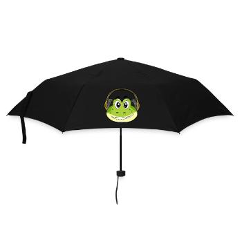 Frog with headphones - Umbrella (small) - black - Front