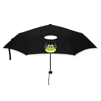 Frog with headphones - Umbrella (small) - black - Front