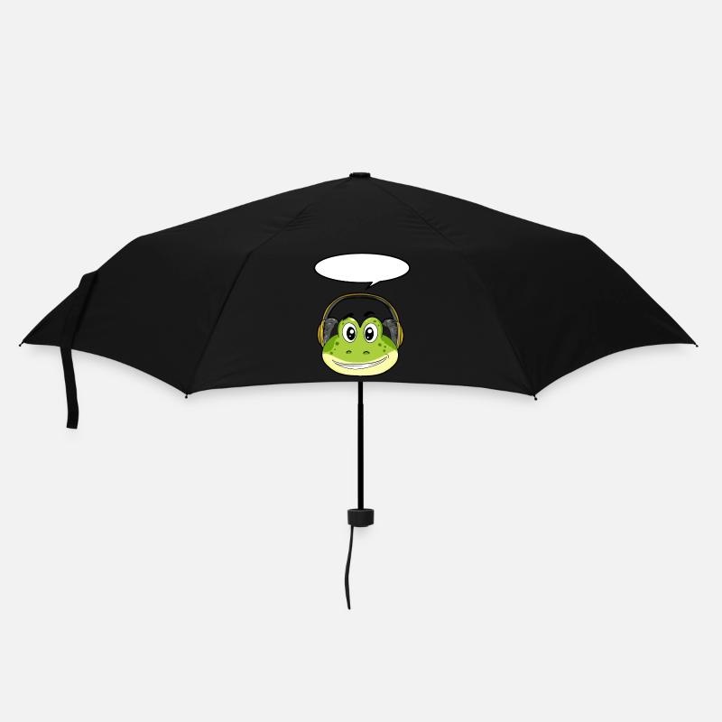 Frosch mit Kopfhörer - Regenschirm (klein) - Schwarz