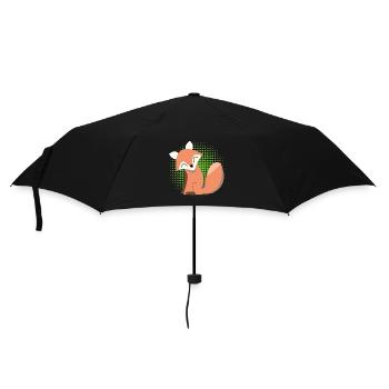 Smiling fox in halftone - Umbrella (small) - black - Front