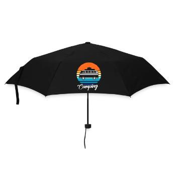 Camping Geschenk Camper Zelten Urlaub Ferien Wald - Regenschirm (klein) - Schwarz - Vorne