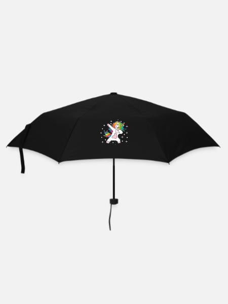 Einhorn Dab Regenbogen - Regenschirm (klein) - Schwarz