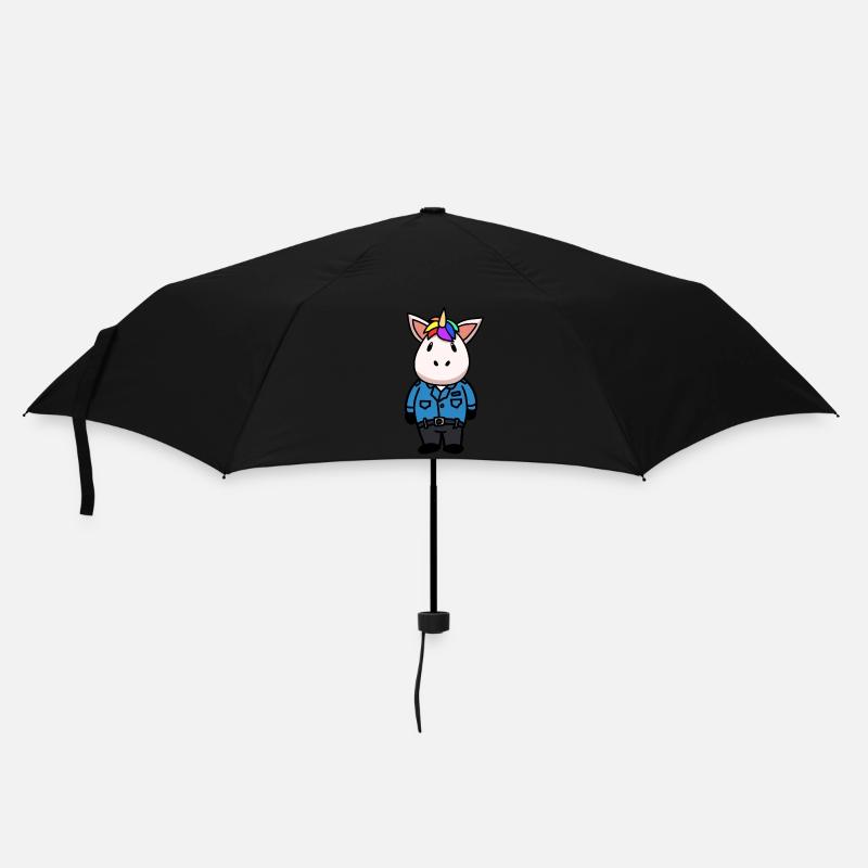 Polizei Einhorn Polizist Blaulicht Einsatz Kinder - Regenschirm (klein) - Schwarz